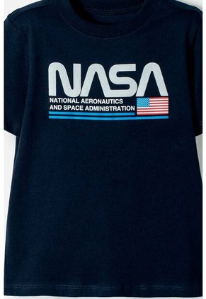 Camiseta Nasa Manga Corta Azul Oscuro Para Niño 2T A 5T 3T