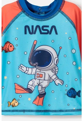 Conjunto De Baño De La Nasa Azul Y Naranja Para Bebé Niño 3-6