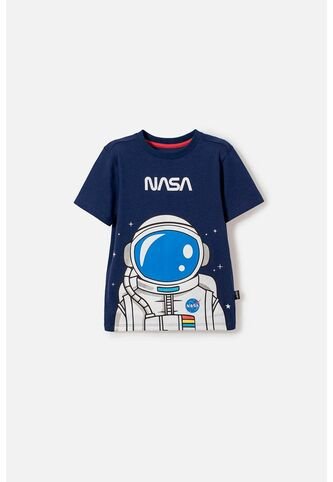 Camiseta De Nasa Manga Corta Azul Para Niño 2T A 5T 3T NASA
