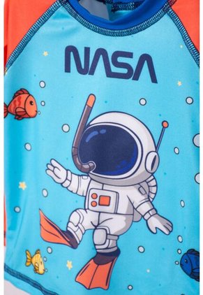 Conjunto De Baño De La Nasa Azul Y Naranja Para Bebé Niño 12-18