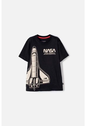 Camiseta De La Nasa Manga Corta Negro Para Niño 14