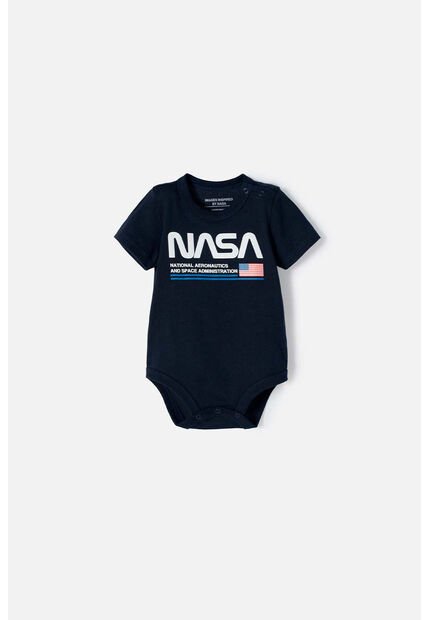Body De La Nasa Azul Manga Corta Para Bebé Niño 12-18