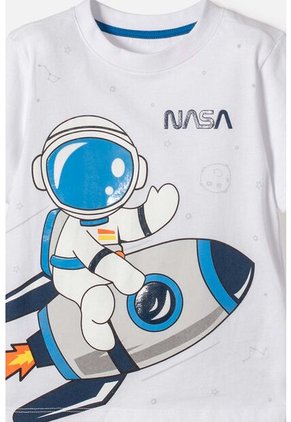 Conjunto De La Nasa Con Pantalón Largo Blanco Y Azul Para Niño 2T A 5T 3T