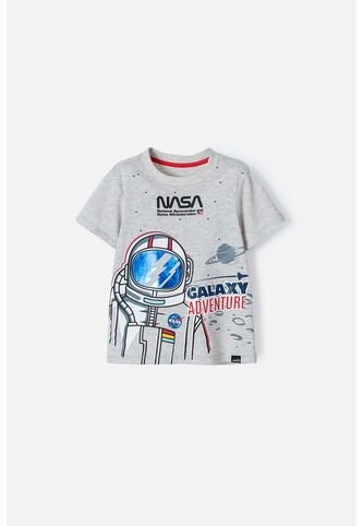 Camiseta De La Nasa Gris Manga Corta Para Niño 2T A 5T NASA