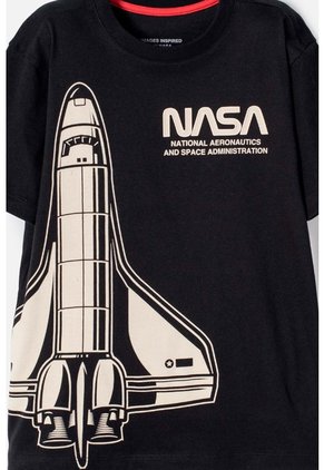 Camiseta De La Nasa Manga Corta Negro Para Niño 14