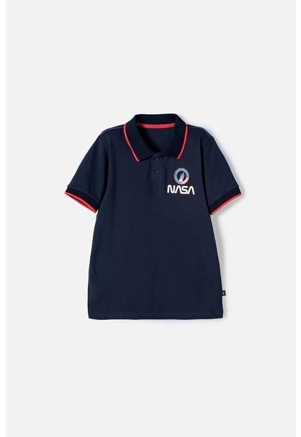 Camiseta De La Nasa Tipo Polo Azul Para Niño 6