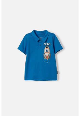 Camiseta Tipo Polo De La Nasa Azul Para Niño 2T A 5T 4T NASA