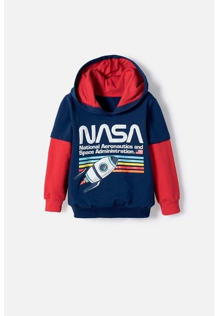 Buzo De La Nasa Con Capucha Azul Y Rojo Para Niño 2T A 5T 5T