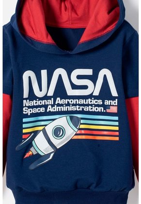 Buzo De La Nasa Con Capucha Azul Y Rojo Para Niño 2T A 5T 5T