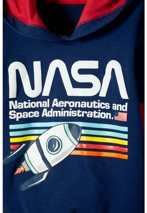 Buzo De La Nasa Con Capucha Azul Y Rojo Para Niño 2T A 5T 5T