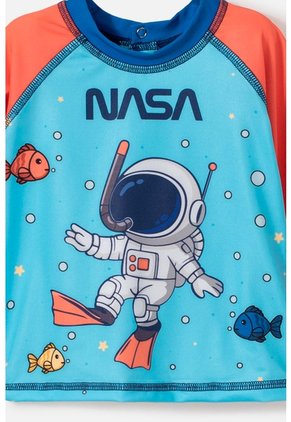 Conjunto De Baño De La Nasa Azul Y Naranja Para Bebé Niño 9-12