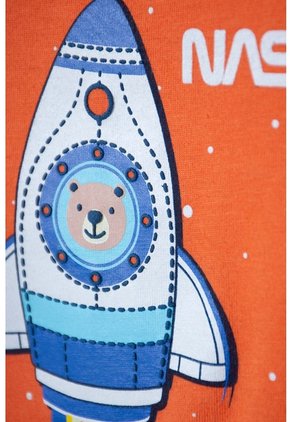 Conjunto De La Nasa Con Pantalón Largo Naranja Y Azul Para Bebé Niño 12-18