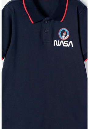 Camiseta De La Nasa Tipo Polo Azul Para Niño 6