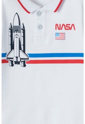 Camiseta Tipo Polo Nasa Blanco Para Niño 2T A 5T 3T