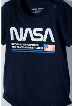 Body De La Nasa Azul Manga Corta Para Bebé Niño 12-18