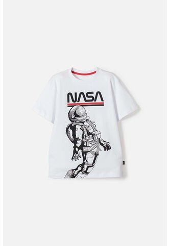 Camiseta De La Nasa Manga Corta Blanco Para Niño 14 NASA
