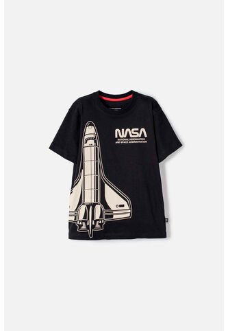 Camiseta De La Nasa Manga Corta Negro Para Niño 12 NASA