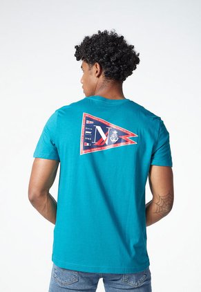 Camiseta Azul Petróleo-Rojo-Blanco Nautica