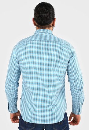 Camisa Azul Petróleo-Blanco Nautica
