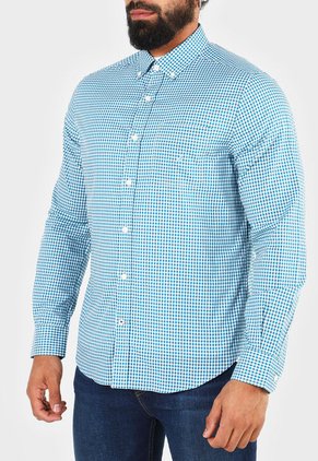 Camisa Azul Petróleo-Blanco Nautica