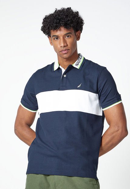 Polo Azul-Blanco-Verde Nautica