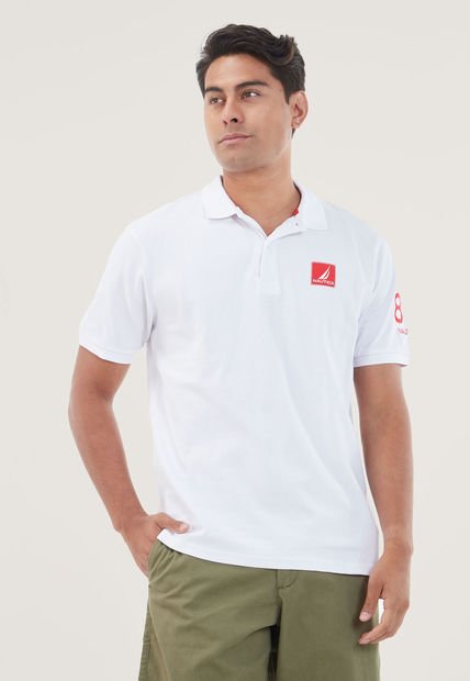 Polo Blanco-Rojo Nautica