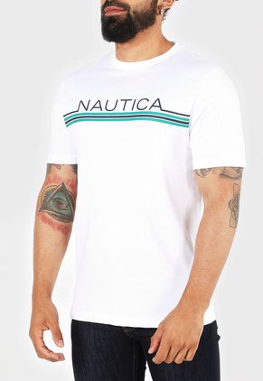 Camiseta Blanco-Verde-Azul Nautica