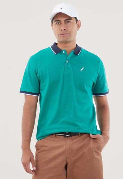 Polo Verde-Azul-Blanco Nautica