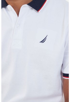 Polo Blanco-Azul-Rojo Nautica