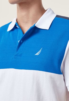 Polo Blanco-Azul Royal-Azul Navy Nautica