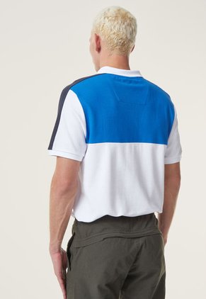 Polo Blanco-Azul Royal-Azul Navy Nautica