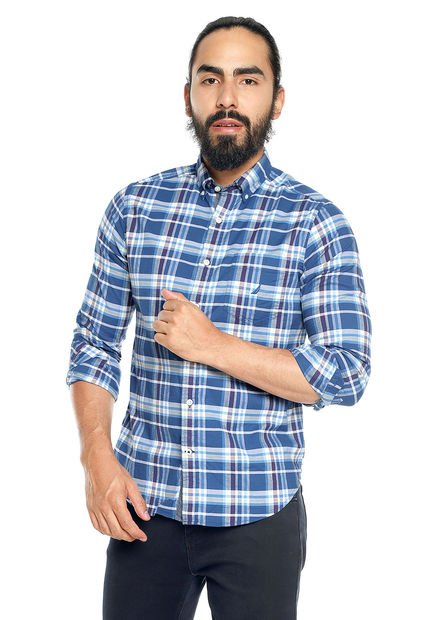 Camisa Azul-Blanca-Amarilla Nautica