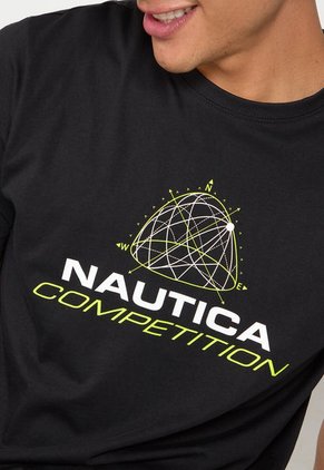 Camiseta Negro-Amarillo Neón Nautica