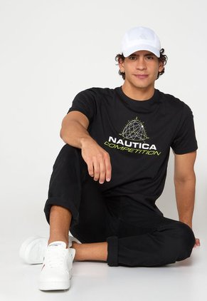 Camiseta Negro-Amarillo Neón Nautica