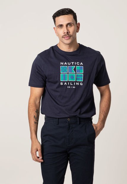 Camiseta Azul Navy-Blanco-Verde Nautica