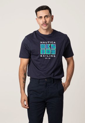 Camiseta Azul Navy-Blanco-Verde Nautica