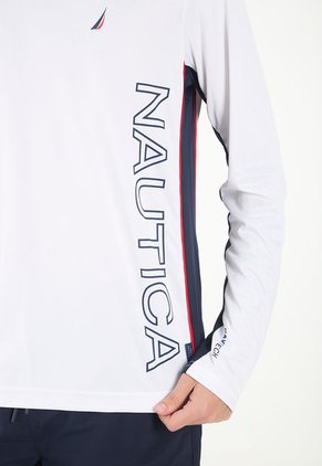 Camiseta Manga Larga Blanco-Azul-Rojo Nautica
