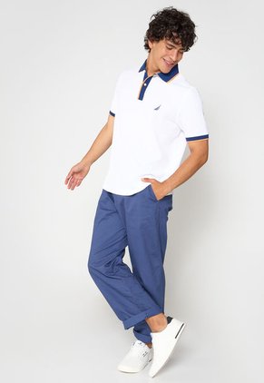 Polo Blanco-Azul-Naranja Nautica