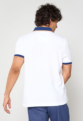 Polo Blanco-Azul-Naranja Nautica