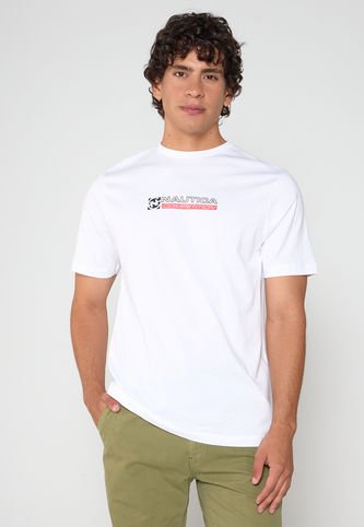 Camiseta Blanco-Coral Neón-Negro Nautica Nautica