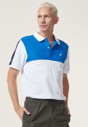 Polo Blanco-Azul Royal-Azul Navy Nautica