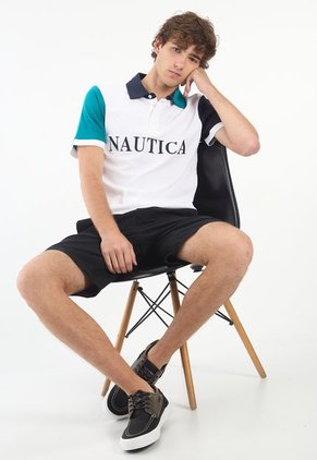 Polo Blanco-Navy-Azul Petróleo Nautica