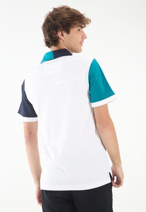 Polo Blanco-Navy-Azul Petróleo Nautica