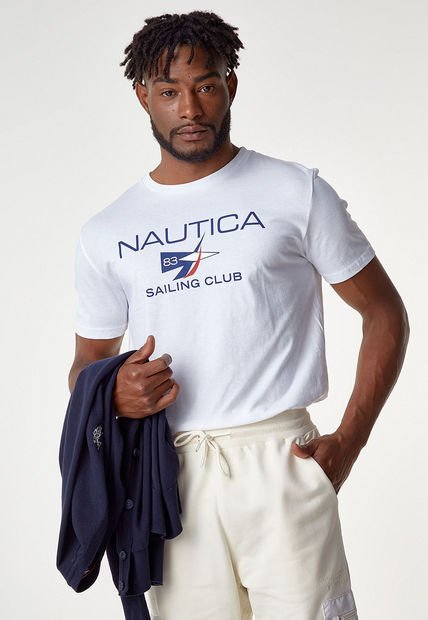 Camiseta Blanco-Azul Nautica