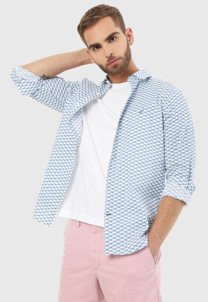 Camisa Blanco-Azul Nautica