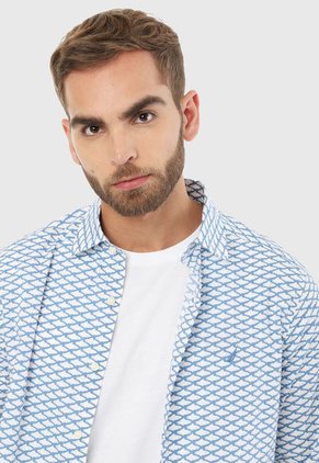 Camisa Blanco-Azul Nautica
