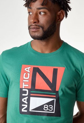 Camiseta Verde-Negro-Rojo Nautica