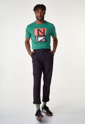 Camiseta Verde-Negro-Rojo Nautica