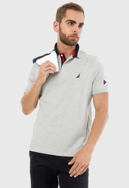 Polo Gris-Azul-Rojo Nautica