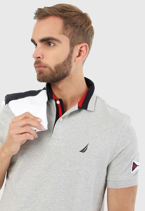 Polo Gris-Azul-Rojo Nautica